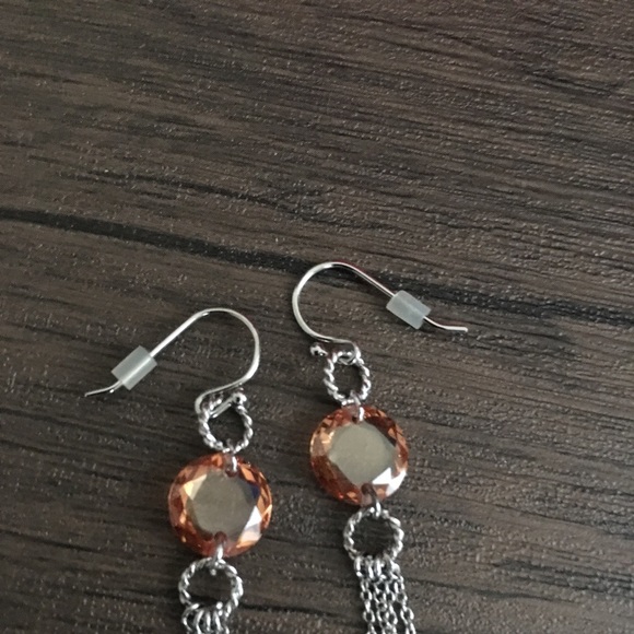 Chain chandelier earrings with Citrine color stone - Picture 2 of 3